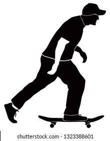 Silhouette of a skateboarder. Vector illustration.