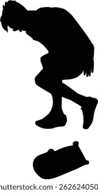 Silhouette of a skater performing tricks in the air – a dynamic illustration full of youth enthusiasm and extreme lifestyle