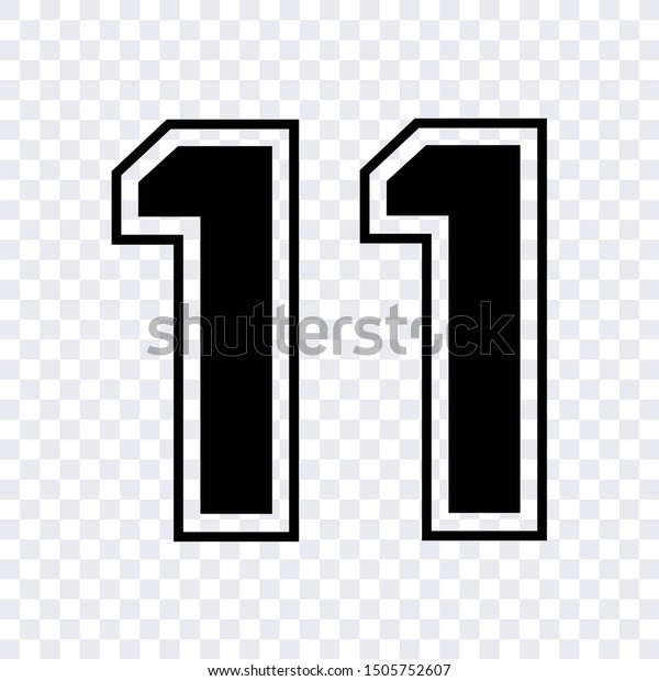 Silhouette sketch cut-out figures\
or print. sport athletic jersey number 11 sketch vector\
isolated