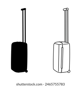 Silhouette and sketch outline of suitcases