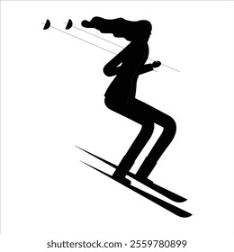 Silhouette of a Ski Jumper in Mid-Air