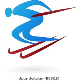 Silhouette of a skier