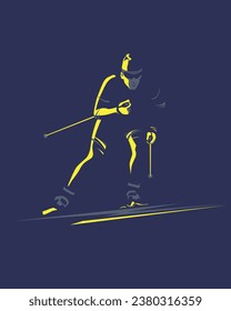 Silhouette of a skier in dark colors