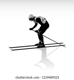 Silhouette of a skier isolated. 