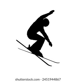 Silhouette des Skifahrers, Skifahren - Vektorillustration	