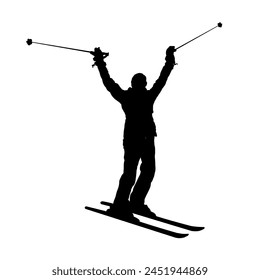 silhouette of skier, skiing - vector illustration	