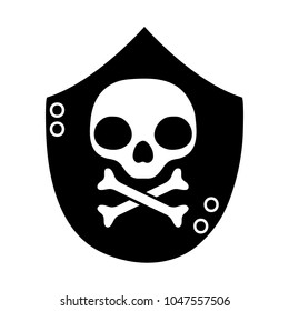 silhouette skull with bones death danger symbol