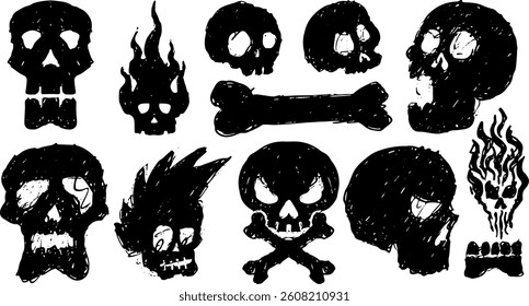 Silhouette of skull and bones vector design