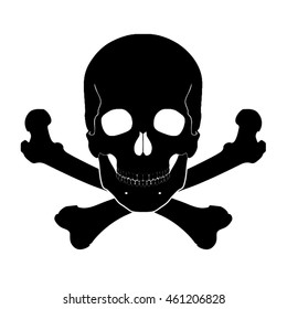 silhouette skull with crossbones / vector illustration