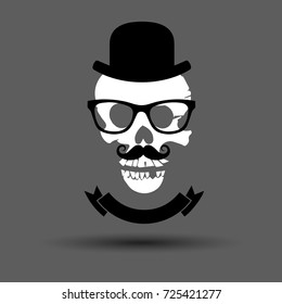 Silhouette of the skull in different images. Closed skull vector.