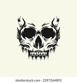 Silhouette skull face design vector