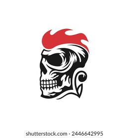 Vector de diseño de logotipo de cabeza de calavera de silueta	