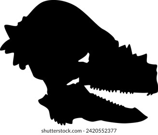 silhouette skull of a herbivorous dinosaur vector illustration