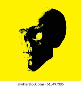 Silhouette skull, line. Hand drawn. Design element. Invitation, party. Billboard, flyer. Musical poster. T shirt design.