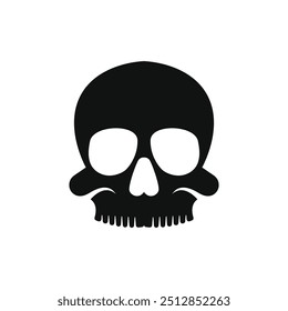 Silhueta de modelo de design de logotipo da caveira. Ilustração do crânio humano