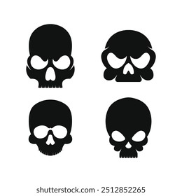 Silueta de Plantilla de diseño de logotipo de cráneo. Ilustración de cráneo humano