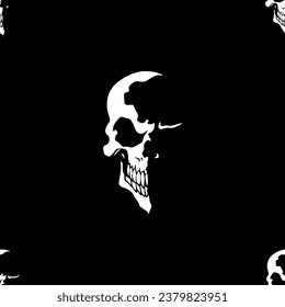 silhouette skull on a black background for any print fabric
