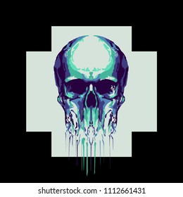 Silhouette of a skull on a cross vector background illustration