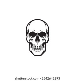 A silhouette skull in white background