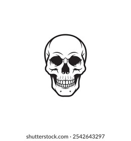 A silhouette skull in white background