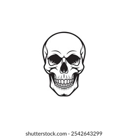 Una calavera de la silueta en el fondo blanco