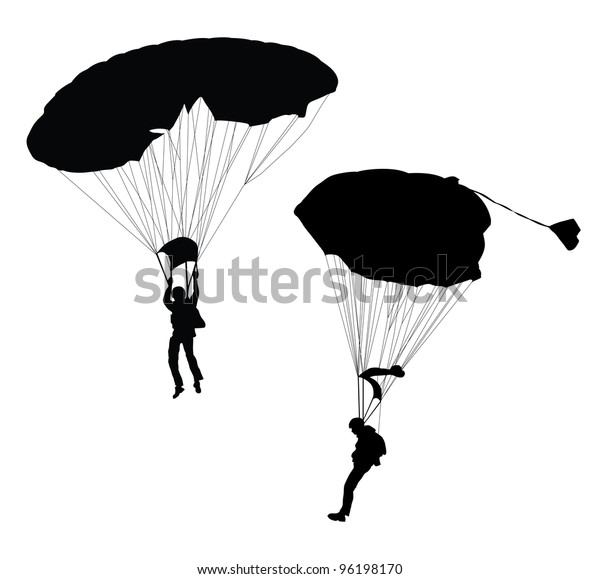 Silhouette Skydiver Before Landing Vector Stock Vector (Royalty Free ...