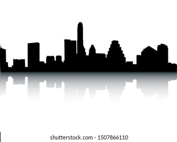 Silhouette Skyline of Austin Texas