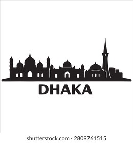 Silhouette skyline of dhaka featuring iconic architectural landmarks