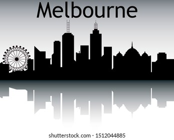 Silhouette Skyline of Melbourne Australia