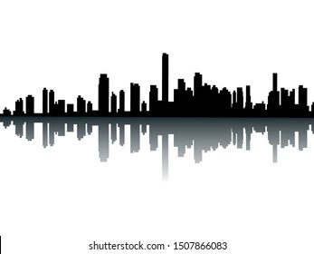 Silhouette Skyline of Miami Florida