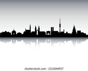 Silhouette Skyline of Munich Germany