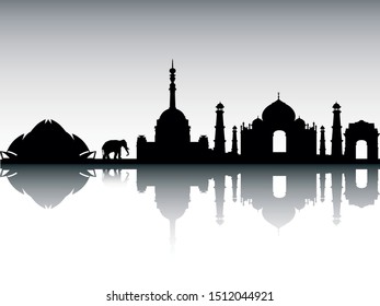 Silhouette Skyline of New Delhi India
