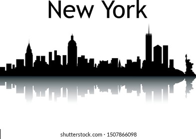 Silhouette Skyline of New York City