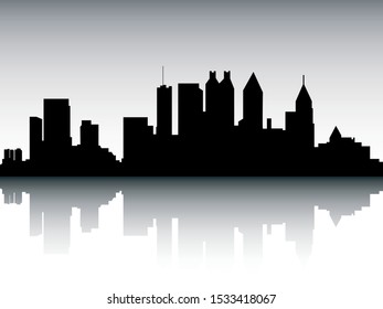 Silhouette Skyline Panorama of Atlanta Georgia