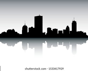 Silhouette Skyline Panorama of Boston Massachusetts