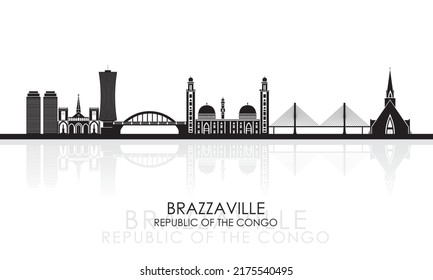 Panorama de Silhouette Skyline de Brazzaville, República del Congo - ilustración vectorial