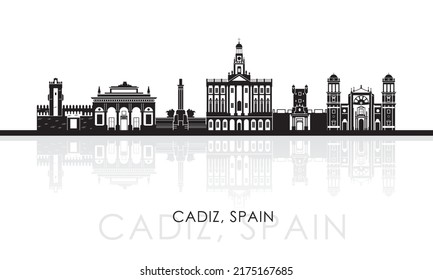 Silhouette Skyline panorama of  Cadiz, Andalusia, Spain - vector illustration