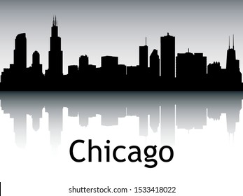 Silhouette Skyline Panorama of Chicago Illinois