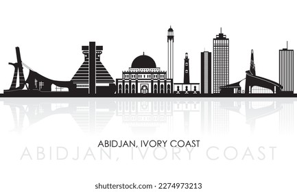 Silhouette Skyline panorama of city of Abidjan, Ivory Coast - vector illustration