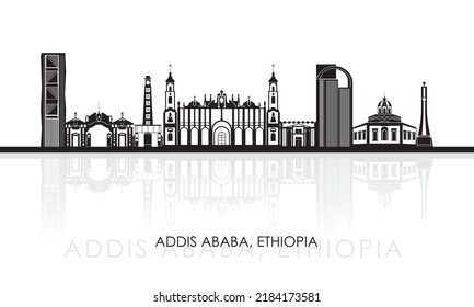 Silhouette Skyline panorama of city of Addis Ababa, Ethiopia - vector illustration