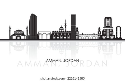 Silhouette Skyline panorama of city of Amman, Jordan - vector illustration