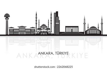 Silhouette Skyline panorama of city of Ankara, Turkiye - vector illustration