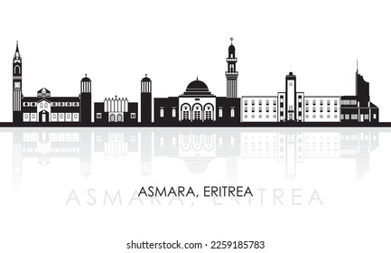 Silhouette Skyline panorama of city of Asmara, Eritrea - vector illustration