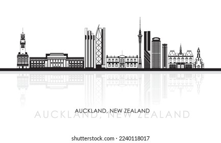 Silhouette Skyline panorama of city of Auckland, New Zealand - vector illustration