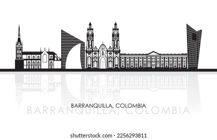 Silhouette Skyline panorama of city of Barranquilla, Colombia - vector illustration