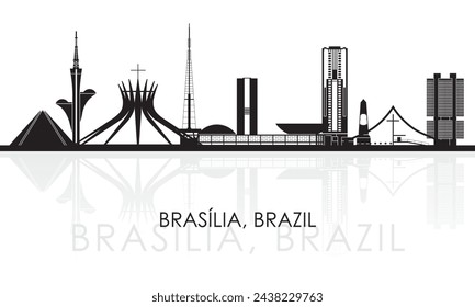 Silueta Skyline panorama de la ciudad de Brasilia, Brasil - ilustración vectorial