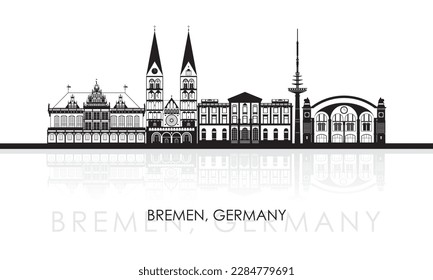 Silhouette Skyline panorama of city of Bremen, Germany  - vector illustration