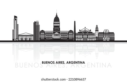 Silhouette Skyline panorama of city of Buenos Aires, Argentina - vector illustration