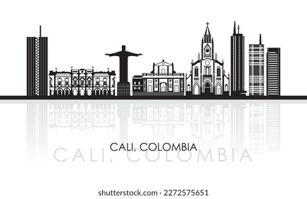 Silhouette Skyline panorama of city of Cali, Colombia - vector illustration