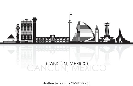 Silhouette Skyline panorama of city of Cancun, Mexico - vector illustration